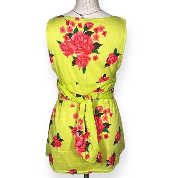 FREE PEOPLE Lace Trim Dainty Top Floral Green Chinese Cheongsam Qipao Inspired - Picture 5 of 9